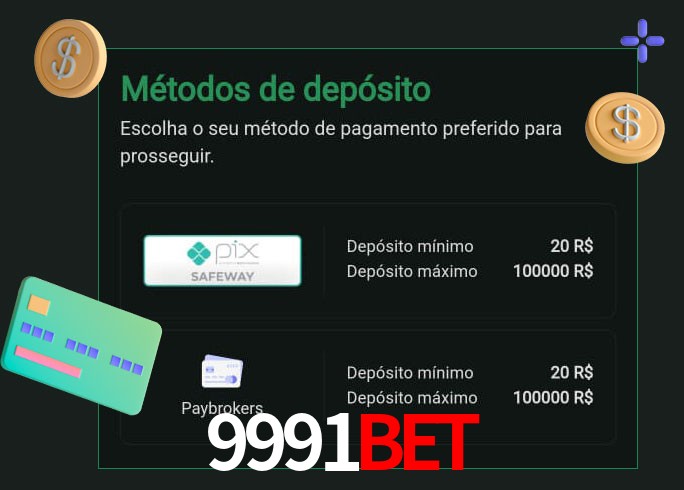 O cassino 9991bet oferece uma grande variedade de métodos de pagamento